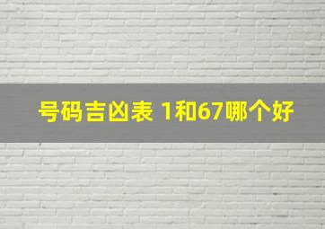 号码吉凶表 1和67哪个好